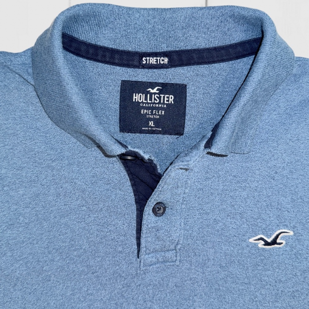Hollister Men’s Epic Flex Stretch Polo Shirt Blue Size XL - Picture 7 of 9